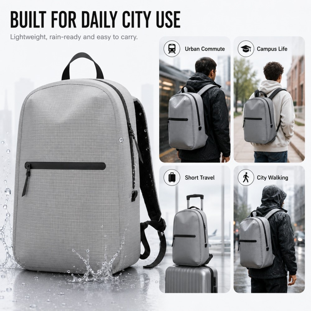 Lightweight waterproof TPU backpack for urban commute, campus life, short travel, and daily city walking Lightweight waterproof TPU backpack for urban commute, campus life, short travel, and daily city walking